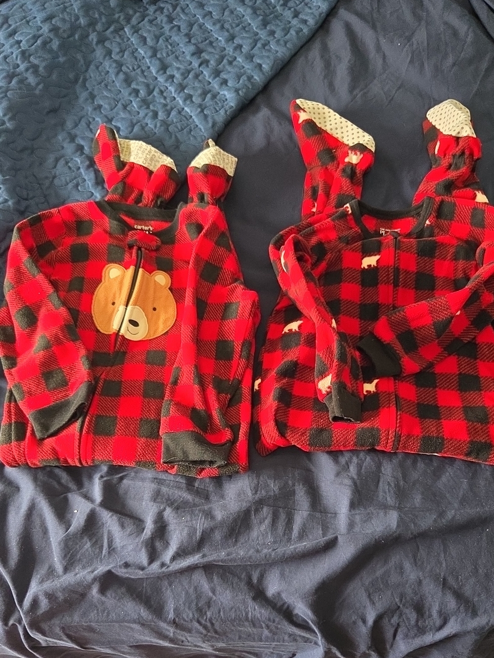 Red Black Buffalo Plaid Footie Pajamas, Size 4t, Carters & Children's Place, 4t